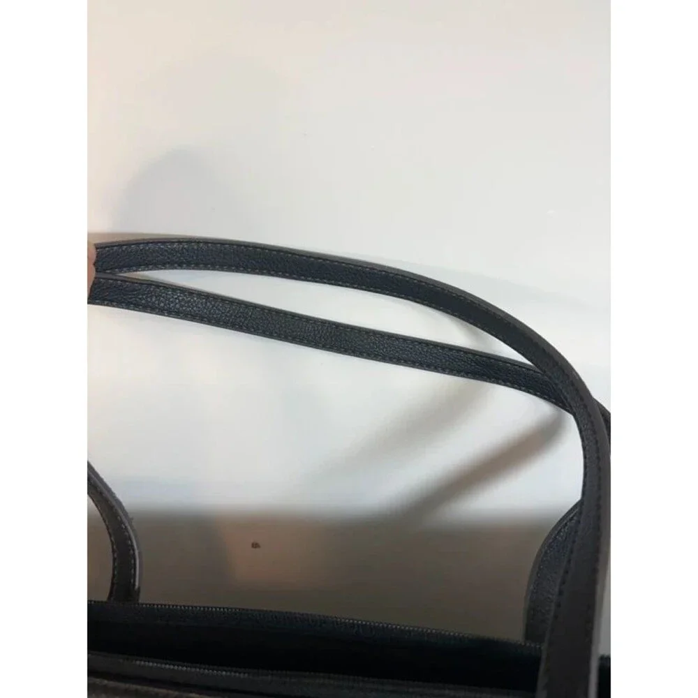 Liz Claiborne Black Nylon Shoulder Tote Bag Faux Leather Trim